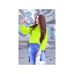 Neonowa bluza damska z taśmami. Zielone bluzy damskie Bien fashion, xs, bez wzorów, bez rękawów, bez kaptura. Za 109,85 zł.