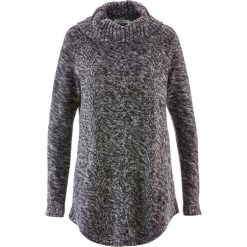 Sweter poncho, długi rękaw bonprix antracytowy melanż. Szare swetry klasyczne damskie bonprix. Za 89,99 zł.