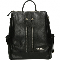 Plecak - 35-002-O DL N. Czarne plecaki damskie marki Venezia, ze skóry. Za 279,00 zł.