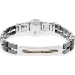 Bransoletka - au 750, ag 925, stal, Czarny brylant 0,15ct. Czarne bransoletki damskie W.KRUK, z brylantem, srebrne. Za 5090,00 zł.