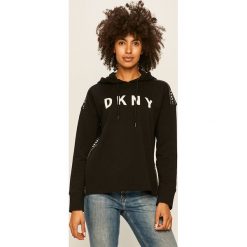 Dkny - Bluza. Czarne bluzy damskie DKNY, s, z nadrukiem, z elastanu, bez rękawów, z kapturem. Za 299,90 zł.
