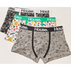 3 pack bokserek z nadrukiem - Wielobarwn. Szare bokserki męskie House, z nadrukiem. Za 59,99 zł.