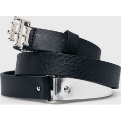 Tommy Hilfiger - Pasek skórzany. Czarne paski damskie TOMMY HILFIGER, w paski, z materiału. Za 199,90 zł.