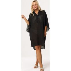 Czarna Tunika Hindering. Czarne tuniki damskie Born2be, na lato, xl, bez wzorów, z tkaniny, bez kołnierzyka, bez rękawów. Za 59,99 zł.
