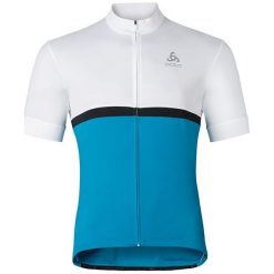 Odlo Koszulka rowerowa Shirt s/s full zip Fujin C/O biało-niebieska r. L (411262/10467). Koszulki sportowe męskie Odlo, l. Za 141,75 zł.