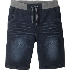 Bermudy dżinsowe bonprix ciemnoniebieski "stone". Niebieskie spodnie chłopięce bonprix, bez wzorów, z jeansu, klasyczne. Za 59,99 zł.