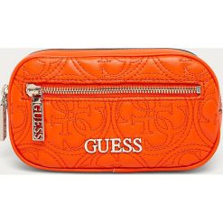 Guess Jeans - Nerka. Pomarańczowe nerki damskie Guess Jeans, w paski, z jeansu, bez dodatków. W wyprzedaży za 359,90 zł.