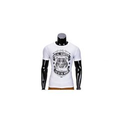 T-shirty męskie: T-SHIRT MĘSKI Z NADRUKIEM S840 – BIAŁY