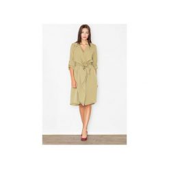 Sukienka M464 Oliwka. Zielone sukienki damskie FIGL, xl, w paski, z tkaniny, bez kołnierzyka, bez rękawów, długie, midi. Za 169,00 zł.