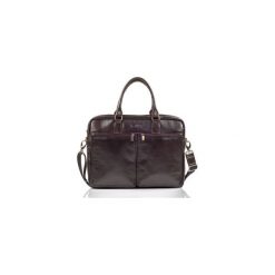 Skórzana męska torba na ramię, laptopa Solier SL01 DUNDEE. Czarne torby męskie skórzane marki Solier, w paski, ze skóry, eleganckie, na ramię. Za 449,00 zł.