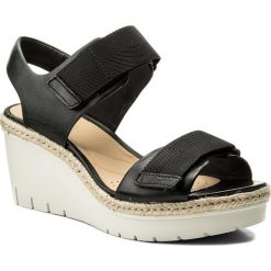 Espadryle CLARKS - Palm Shine 261324994 Black Leather. Czarne espadryle damskie marki Clarks, bez wzorów, ze skóry, bez obcasa, na obcasie. W wyprzedaży za 279,00 zł.