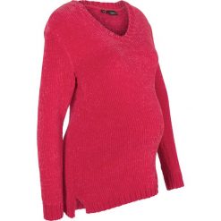Swetry klasyczne damskie: Sweter ciążowy z szenili bonprix ciemnoczerwony