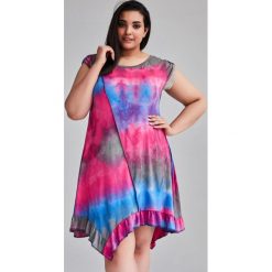 Dzianinowa tunika sukienka Lea OMBRE duże rozmiary OVERSIZE PLUS SIZE. Różowe sukienki damskie Moda Size Plus Iwanek, na co dzień, s, bez wzorów, z jeansu, biznesowe, z asymetrycznym kołnierzem, plus size, bez rękawów, asymetryczne. Za 99,00 zł.
