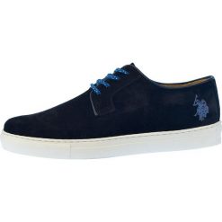 U.S. POLO ASSN. tenisówki męskie Bilbao 42 ciemnoniebieskie. Niebieskie trampki męskie U.S. Polo Assn., bez wzorów, bez zapięcia. W wyprzedaży za 239,00 zł.