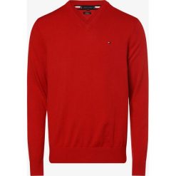 Tommy Hilfiger - Sweter męski, czerwony. Czerwone swetry męskie TOMMY HILFIGER, m, bez wzorów, z bawełny, eleganckie, bez kołnierzyka, bez kaptura. Za 279,95 zł.
