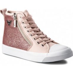 Trampki EMPORIO ARMANI - X3Z017 XL486 C139 Nude/Nude/Nude. Różowe półbuty damskie Emporio Armani, bez wzorów, z gumy, bez zapięcia. W wyprzedaży za 479,00 zł.