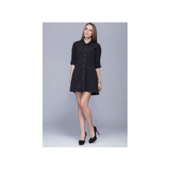 Luźna sukienka z asymetrycznym dołem czarna H005. Zielone sukienki damskie marki Harmony, na co dzień, xl, bez wzorów, z materiału, z asymetrycznym kołnierzem, bez rękawów, mini, asymetryczne. Za 129,00 zł.