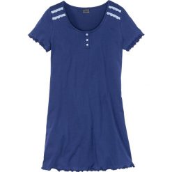 Koszula nocna bonprix kobaltowo-perłowy niebieski. Niebieskie koszule nocne damskie marki bonprix, bez wzorów, bez rękawów. Za 16,99 zł.