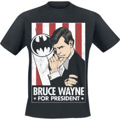 Batman Bruce Wayne For President T-Shirt czarny. Czarne koszulki męskie marki Batman, s, z nadrukiem, z okrągłym kołnierzem. Za 89,90 zł.