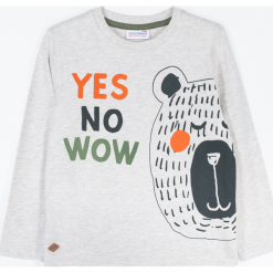 Koszulka. Brązowe t-shirty chłopięce YES NO WOW, z aplikacjami, z dzianiny, z długim rękawem. Za 49,90 zł.