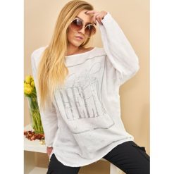Bluzka Hello Kolor Biel OneSize. Czarne bluzki damskie LIGARI, uniwersalny, w paski, z bawełny. Za 69,99 zł.