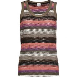 Top szydełkowy bonprix oliwkowy w paski. Zielone topy damskie bonprix, w paski, bez kołnierzyka. Za 44,99 zł.