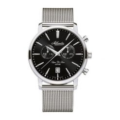 Zegarek Atlantic Męski Super De Luxe 64456.41.61 Chronograf srebrny. Szare zegarki męskie Atlantic, srebrne. Za 1938,31 zł.