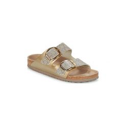 Klapki Birkenstock ARIZONA BIG BUCKLE. Żółte klapki damskie Birkenstock, bez wzorów, bez obcasa. W wyprzedaży za 463,20 zł.