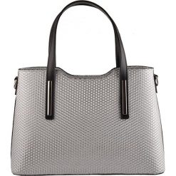 Torebki klasyczne damskie: Skórzana torebka w kolorze szarym – 32 x 22 x 12 cm