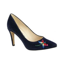 Buty ślubne damskie: Skórzane czółenka w kolorze granatowym