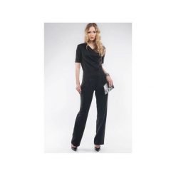 Kombinezon czarny SL4011. Czarne bez kategorii marki Soleil, s, z dzianiny, eleganckie, z kopertowym dekoltem, z długim rękawem, długie. Za 149,00 zł.