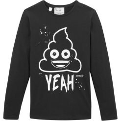 Shirt z nadrukiem EMOJI świecącym w ciemności bonprix czarny. Czarne t-shirty chłopięce bonprix, z nadrukiem, z długim rękawem. Za 54,99 zł.