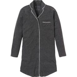 Koszula nocna z plisą guzikową bonprix antracytowy melanż. Szare koszule nocne damskie marki bonprix, bez wzorów, z bawełny, bez rękawów. Za 54,99 zł.