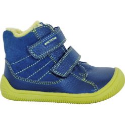 Protetika buty zimowe barefoot chłopięce Kabi 19 niebieskie/zielone. Niebieskie buty chłopięce zimowe Protetika, ze skóry, bez zapięcia. Za 199,00 zł.