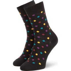 Skarpety Wysokie Unisex HAPPY SOCKS - DOT01-9300 Czarny Kolorowy. Czarne skarpetki damskie Happy Socks, bez wzorów, z elastanu. Za 39,90 zł.
