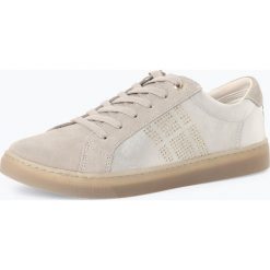 Tommy Hilfiger - Tenisówki damskie z dodatkiem skóry, szary. Szare trampki i tenisówki damskie TOMMY HILFIGER, bez wzorów, z satyny, bez zapięcia. Za 379,95 zł.