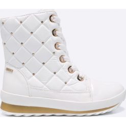 Caprice - Botki. Szare buty zimowe damskie marki Caprice, z materiału, z okrągłym noskiem, na obcasie, na sznurówki. W wyprzedaży za 239,90 zł.