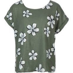 Koszulka w kolorze khaki. Brązowe bluzki damskie Letnie stylizacje, bez wzorów, z bawełny, z okrągłym kołnierzem, bez rękawów. W wyprzedaży za 87,95 zł.
