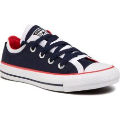 Trampki CONVERSE - Ctas Double Upper Ox 567039C Obsidian/White/University Red. Niebieskie półbuty damskie Converse, bez wzorów, z gumy, bez zapięcia. Za 299,00 zł.