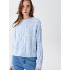 Sweter z warkoczowym splotem - Niebieski. Niebieskie swetry damskie House, s, bez wzorów, ze splotem, bez rękawów, bez kaptura. W wyprzedaży za 59,99 zł.