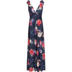 Sukienka maxi w kwiaty bonprix ciemnoniebieski w kwiaty. Niebieskie sukienki damskie bonprix, w kwiaty, bez kołnierzyka, bez rękawów, maxi. Za 149,99 zł.