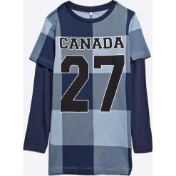 Name it - T-shirt dziecięcy 110-164 cm. Szare t-shirty chłopięce marki Name it, z nadrukiem, z elastanu, z okrągłym kołnierzem. W wyprzedaży za 19,90 zł.