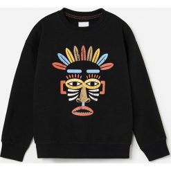 Bluza dresowa z nadrukiem - Czarny. Czarne bluzy męskie Reserved, z nadrukiem, z dresówki, bez kołnierzyka, bez rękawów, bez kaptura. Za 55,99 zł.