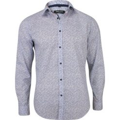 Elegancka Niebieska Koszula Wizytowa, Taliowana - BELLO - Długi Rękaw, Paisley KSDWBELLOBS042. Niebieskie koszule męskie Bello, bez wzorów, z bawełny, eleganckie, bez kołnierzyka, z długim rękawem. Za 109,00 zł.