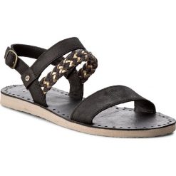 Sandały UGG - W Elin 1015035 W/Blk. Czarne klapki damskie Ugg, bez wzorów, ze skóry, bez obcasa. W wyprzedaży za 219,00 zł.