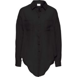 Bluzka z przewiązaniem bonprix czarny. Czarne bluzki asymetryczne bonprix, eleganckie, z klasycznym kołnierzykiem. Za 59,99 zł.