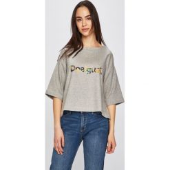 Desigual Sport - Top. Szare topy damskie marki Desigual Sport, s, z nadrukiem, z elastanu, z okrągłym kołnierzem. Za 229,90 zł.