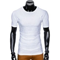 T-SHIRT MĘSKI BEZ NADRUKU S962 - BIAŁY. Białe t-shirty męskie z nadrukiem marki Ombre Clothing, m. Za 29,00 zł.