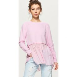 Bluzy damskie: Bluza z łączonych tkanin – Fioletowy
