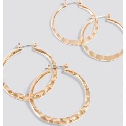 Kolczyki damskie: NA-KD Accessories Kolczyki koła z teksturą 2-pak - Gold